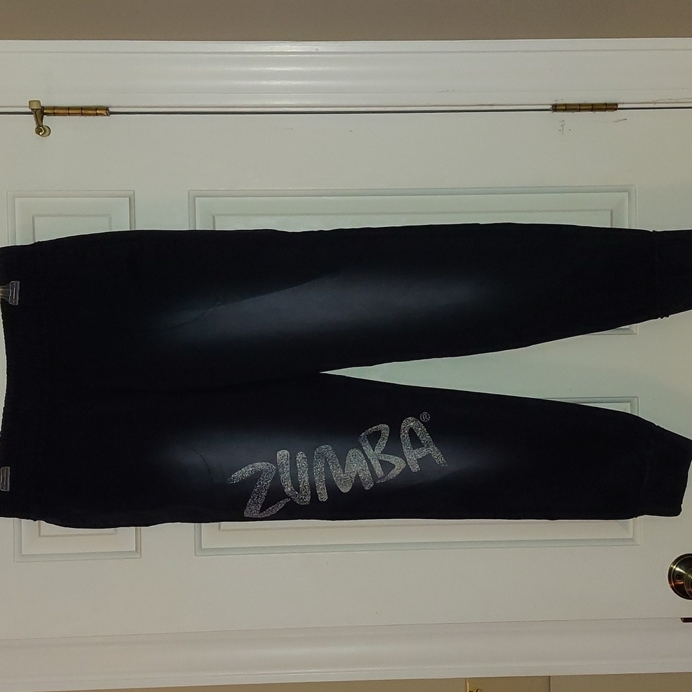 Black Zumba paint splatter pants